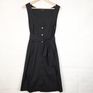 Theory Black Lucille Day Dress Belt Wrap 10 L Larg